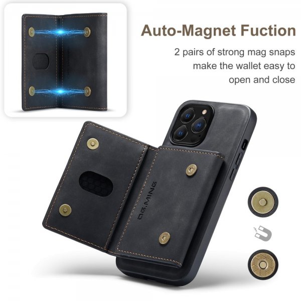 Dg.Ming iPhone 15 Pro Max -suojakuori, M2 Series, irrotettava korttipidike, musta