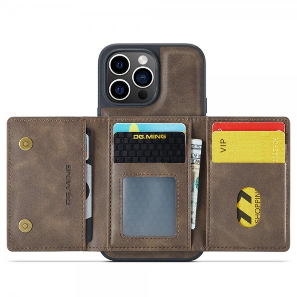Dg.Ming iPhone 15 Pro Max Kuori M5-sarja Irrotettava Korttipidike Kahvi