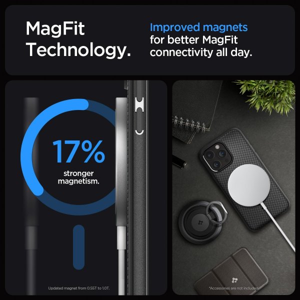 Spigen iPhone 15 Pro Max Kuori Mag Armor MagFit Matta Musta