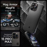 Spigen iPhone 15 Pro Max Kuori Mag Armor MagFit Matta Musta