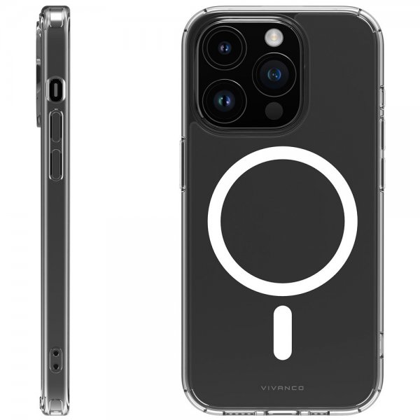 Vivanco iPhone 15 Pro Max -suojakuori Mag Steady, läpinäkyvä