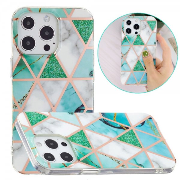 iPhone 15 Pro Max Kuori Marmorikuvio Vihreä Valkoinen