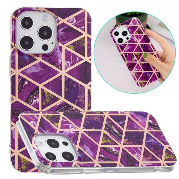 iPhone 15 Pro Max Kuori Marmorikuvio Violetti