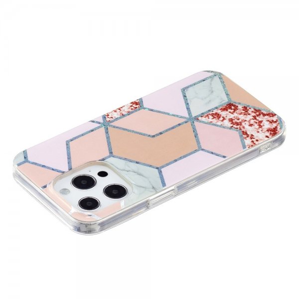 iPhone 15 Pro Max Kuori Marmorikuvio Punainen Vaaleanpunainen