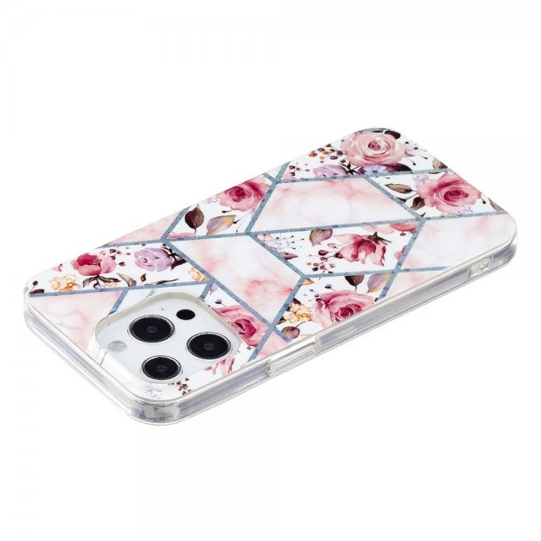 iPhone 15 Pro Max Kuori Marmorikuvio Ruusut Pinkki