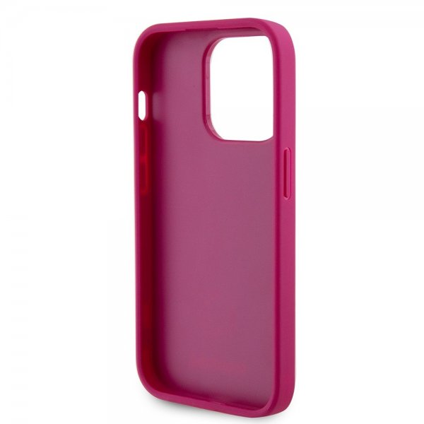 Guess iPhone 15 Pro Max Kuori Metallilogo Strassi Metallinpinkki