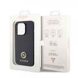 Guess iPhone 15 Pro Max Kuori Metal Logo Strass Musta