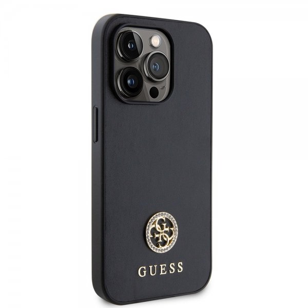 Guess iPhone 15 Pro Max Kuori Metal Logo Strass Musta
