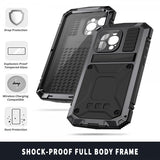 R-JUST iPhone 15 Pro Max Kuori Metalli Iskunvaimennus Musta