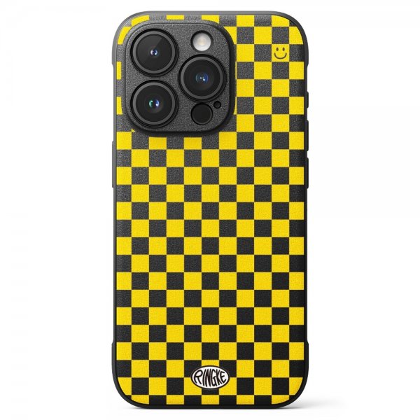 Ringke iPhone 15 Pro Max -suojakuori, Onyx Design, Checkerboard Yellow