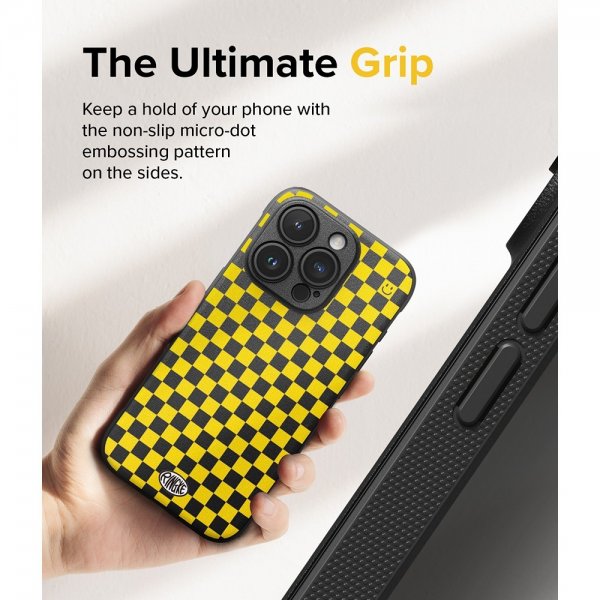 Ringke iPhone 15 Pro Max -suojakuori, Onyx Design, Checkerboard Yellow