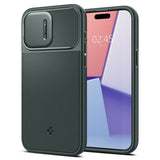 Spigen iPhone 15 Pro Max -suojakuori Optik Armor MagFit Abyss Green