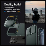 Spigen iPhone 15 Pro Max -suojakuori Optik Armor MagFit Abyss Green