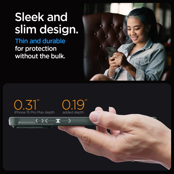 Spigen iPhone 15 Pro Max -suojakuori Optik Armor MagFit Abyss Green