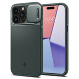 Spigen iPhone 15 Pro Max -suojakuori Optik Armor MagFit Abyss Green