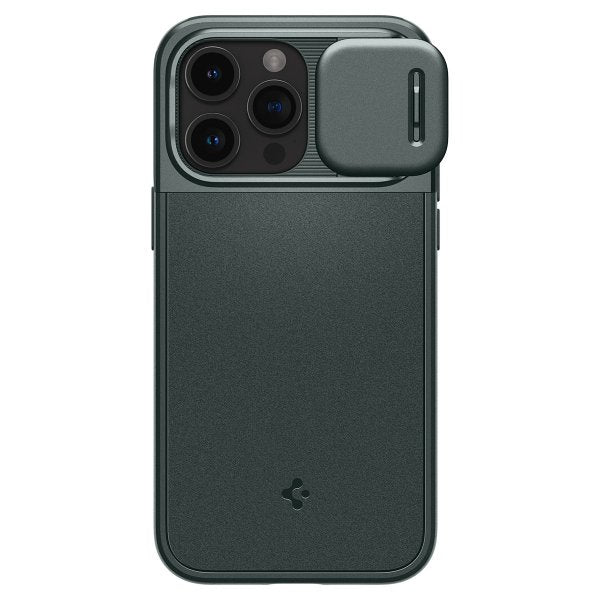 Spigen iPhone 15 Pro Max -suojakuori Optik Armor MagFit Abyss Green
