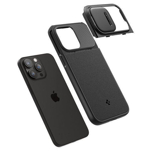 Spigen iPhone 15 Pro Max -suojakuori Optik Armor MagFit Musta