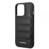 Karl Lagerfeld iPhone 15 Pro Max Suojakuori Quilted Nylon Puffy Case Logo Plate Musta