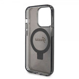 Guess iPhone 15 Pro Max Kuori Sormusteline Glitter MagSafe Musta