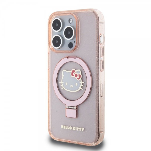 Hello Kitty iPhone 15 Pro Max Kuori Sormusteline MagSafe Pinkki