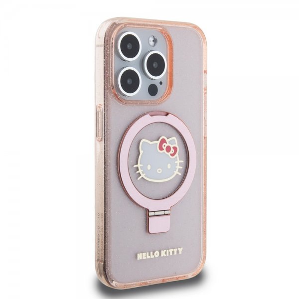Hello Kitty iPhone 15 Pro Max Kuori Sormusteline MagSafe Pinkki