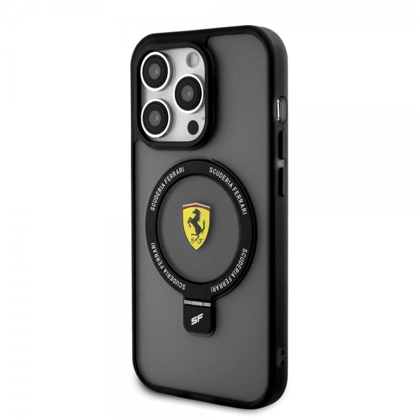 Ferrari iPhone 15 Pro Max Kuori Sormusteline MagSafe Musta