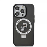 Karl Lagerfeld iPhone 15 Pro Max Kuori Sormusteline MagSafe Musta
