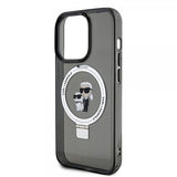 Karl Lagerfeld iPhone 15 Pro Max Kuori Sormusteline MagSafe Musta