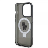 Karl Lagerfeld iPhone 15 Pro Max Kuori Sormusteline MagSafe Musta