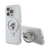 Karl Lagerfeld iPhone 15 Pro Max Suojakuori Sormusteline MagSafe Valkoinen
