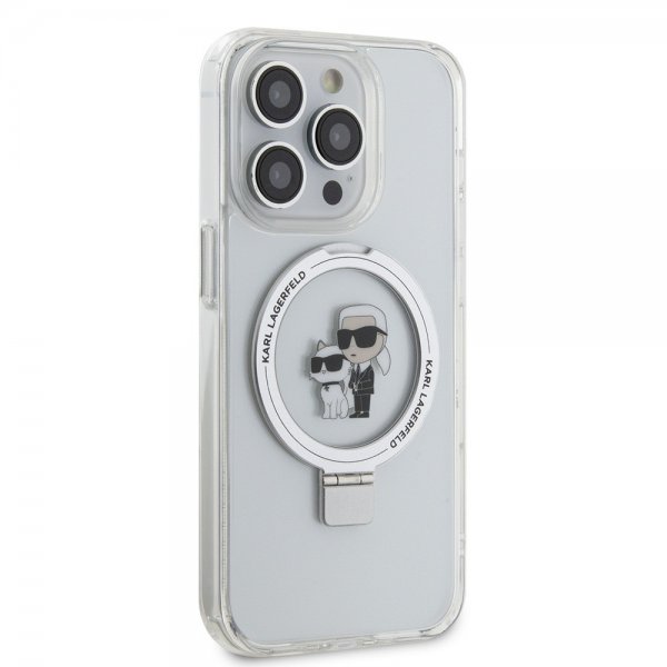 Karl Lagerfeld iPhone 15 Pro Max Suojakuori Sormusteline MagSafe Valkoinen