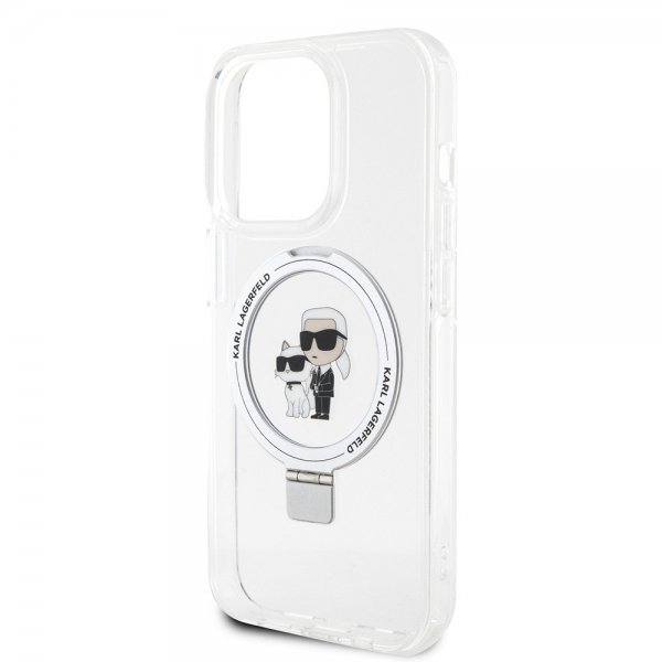 Karl Lagerfeld iPhone 15 Pro Max Suojakuori Sormusteline MagSafe Valkoinen