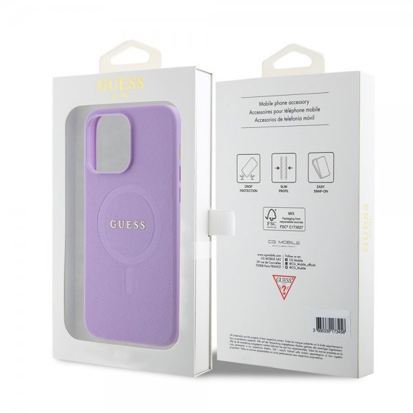 Guess iPhone 15 Pro Max Saffiano MagSafe -kuori Violetti