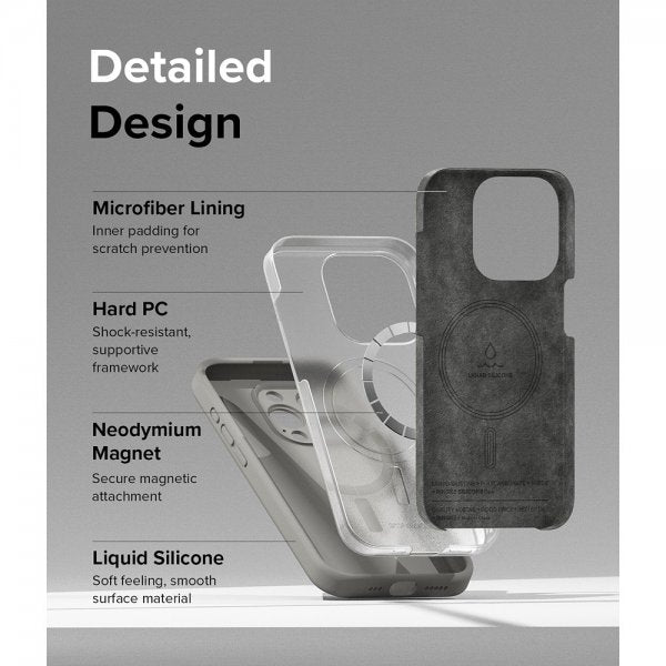 Ringke iPhone 15 Pro Max Kuori Silicone Magnetic Harmaa