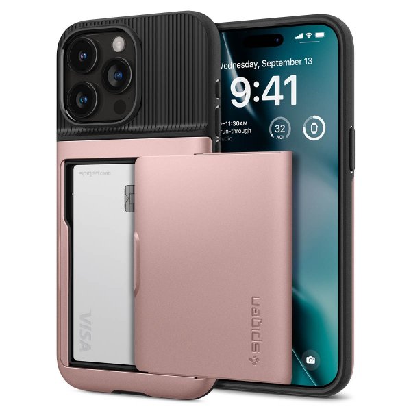 Spigen iPhone 15 Pro Max -suojakuori Slim Armor CS Rose Gold