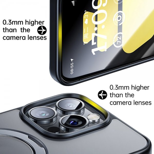Baseus iPhone 15 Pro Max -suojakuori Smart Ring Series MagSafe, musta