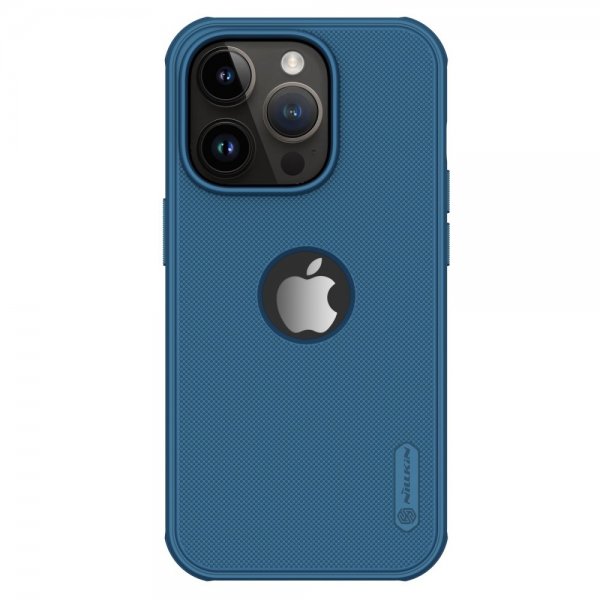 Nillkin iPhone 15 Pro Max Suojakuori Super Frosted Shield Pro Logoaukko Sininen