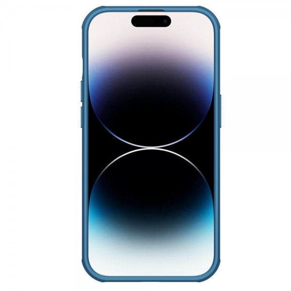 Nillkin iPhone 15 Pro Max Suojakuori Super Frosted Shield Pro Logoaukko Sininen