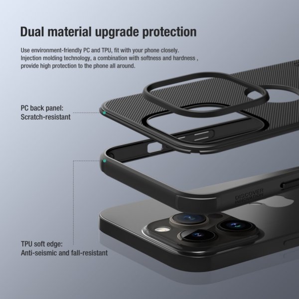 Nillkin iPhone 15 Pro Max Suojakuori Super Frosted Shield Pro Logoaukko Sininen