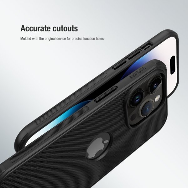 Nillkin iPhone 15 Pro Max Kuori Super Frosted Shield Pro Logoaukko Musta