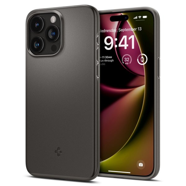 Spigen iPhone 15 Pro Max Thin Fit -suojakuori, Gunmetal