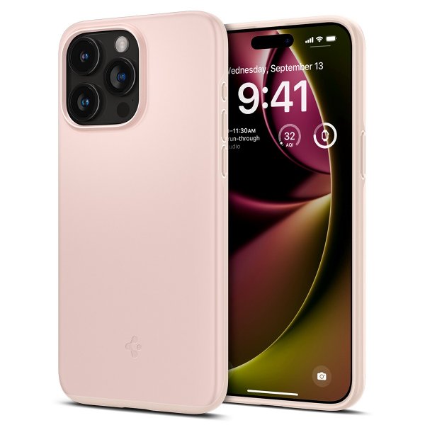 Spigen iPhone 15 Pro Max Thin Fit -kuori, Pink Sand