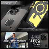 Spigen iPhone 15 Pro Max Kuori Tough Armor MagFit Gunmetal