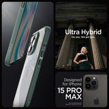 Spigen iPhone 15 Pro Max -suojakuori Ultra Hybrid Abyss Green