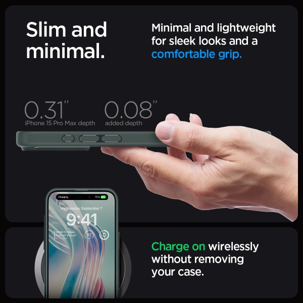 Spigen iPhone 15 Pro Max -suojakuori Ultra Hybrid Abyss Green