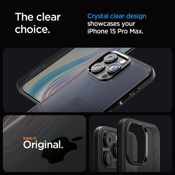 Spigen iPhone 15 Pro Max -suojakuori, Ultra Hybrid Frost Black