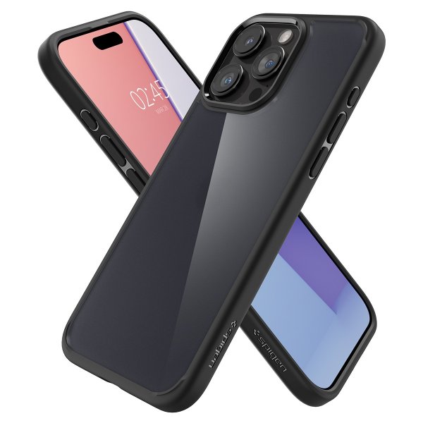 Spigen iPhone 15 Pro Max -suojakuori, Ultra Hybrid Frost Black