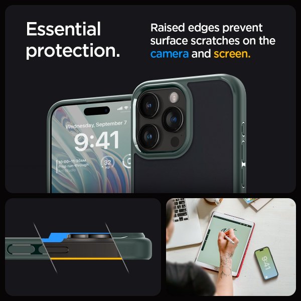 Spigen iPhone 15 Pro Max -suojakuori Ultra Hybrid Frost Green