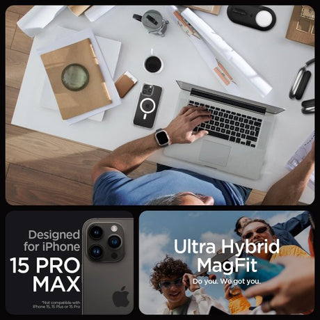 Spigen iPhone 15 Pro Max Kuori Ultra Hybrid MagFit Valkoinen