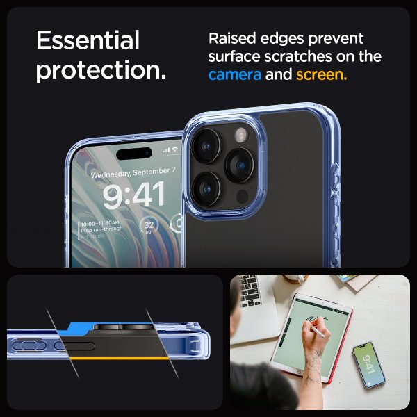 Spigen iPhone 15 Pro Max -suojakuori, Ultra Hybrid Sky Crystal